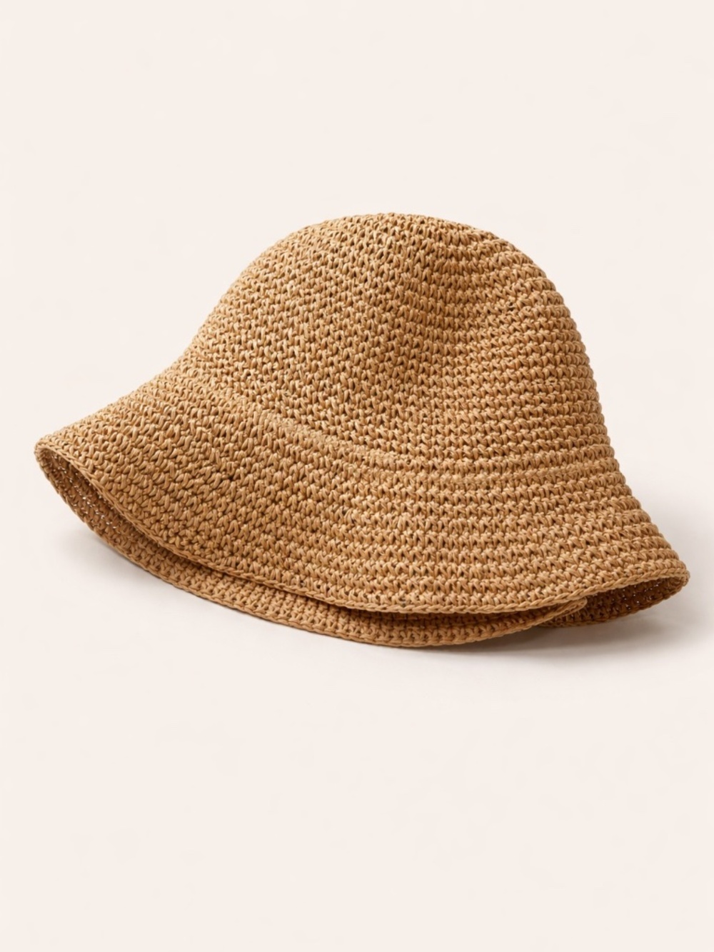 Khaki Straw Bucket Hat M/L Paper Straw Summer Sun Hat Lightweight Beach
